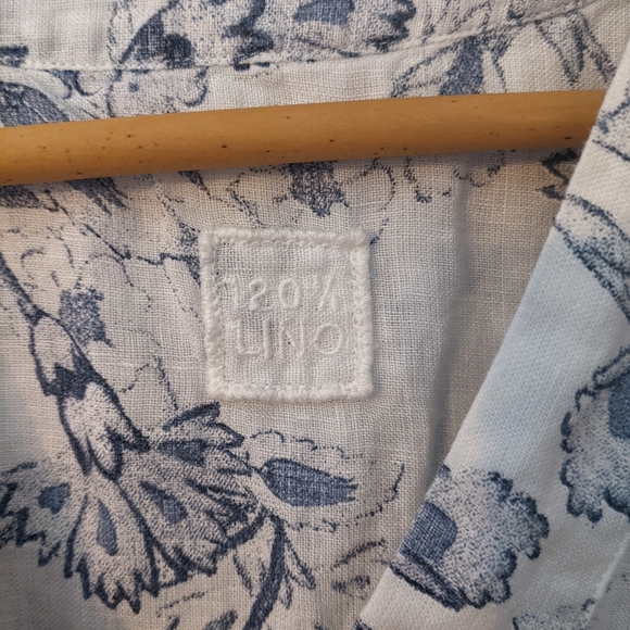 120% Lino White and Blue Floral Tunic NWT - Picture 2 of 6